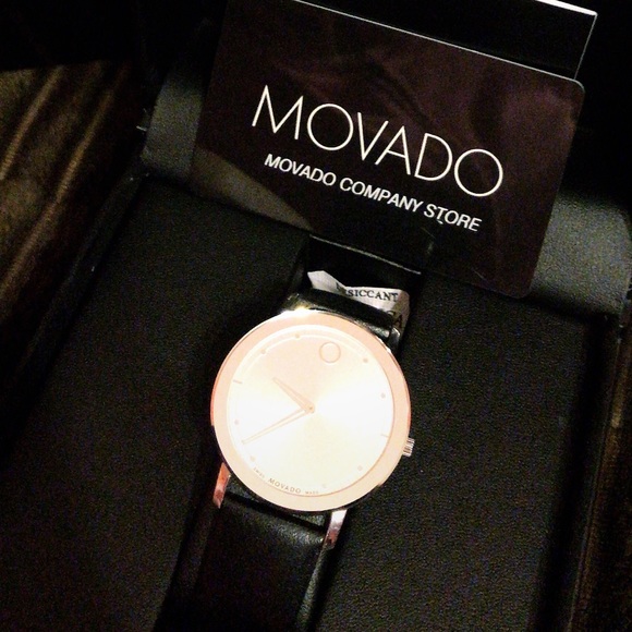 Womens Movado Silver Leather Band Watch main image 4
